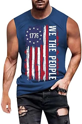 ZDDO 4 ביולי גופיות שרירים בגברים חולצות אימון ללא שרוולים אתלטי קיץ 1776 טנקי כושר פטריוטיים דגל אמריקאי
