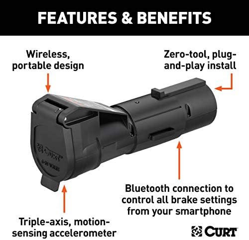 Curt 51180 הד בקרת קרוואן חשמלית ניידת עם חיבור סמארטפון מאפשר Bluetooth, פרופורציונלי, פלסטיק שחור, 9 x 9