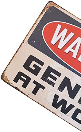 אזהרת ארלוד גאון בעבודה שלט פח קיר רטרו מתכת חדר במעונות עיצוב וינטג ' 12 איקס 8