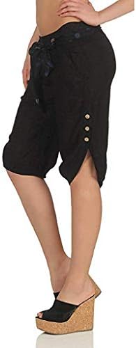 קיץ בגדי & מכנסיים נשים קיץ אלסטי מותניים לבדוק מכנסיים מכנסיים קצרים בבאגי רחב רגל בתוספת יוגה קפריס