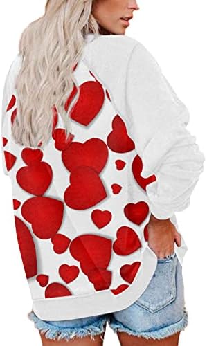 סווטשירטים של יום האהבה של Jjhaevdy לנשים אוהבים הדפסת מכתבים ללב סווטשירט גרפי גרפי שרוול ארוך חולצה