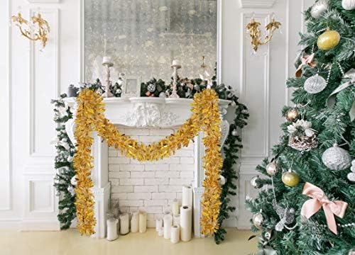 עץ חג המולד Tinsel Gold Garland Wide Cut Streamers מתכתי זהב חוגגים חג ראש השנה חג מפלגה שמחה תקרת קישוטי