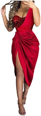 Ndvyxx נשים מחוץ לכתף סטרפלס ללא גב אחורי שרוול ארוך אורך רצפה נצנץ למסיבת ערב חתונה שמלת מקסי