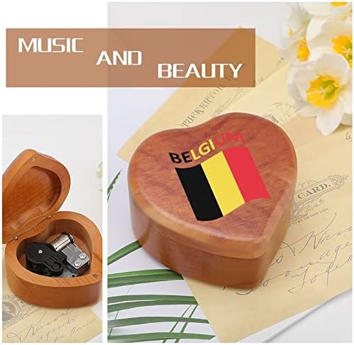 דגל של בלגיה וינטג 'שעון עץ קופסא מוזיקלית קופסא מוזיקלית מתנות קופסאות מוסיקה לחברים משפחתיים מאוהבים