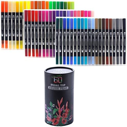 Floyinm 60 קצה רישום קצה כפול אמנות בצבעי מים מברשת כיתוב עט לספרי צביעה ציור מנגה