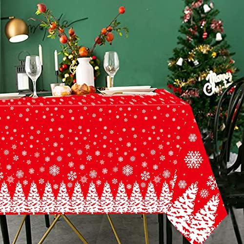 מוקוסמי קישוטי מפת שולחן לחג המולד 3 יחידות 54 על 108 אינץ ' אדום פלסטיק עצי חג המולד פתיתי שלג שולחן כיסוי חורף