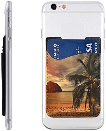 גן עדן טרופי סצנת חוף אוקיינוס ​​עם עצי דקל 3M דבק דבק מזהה ארנק כרטיסי אשראי ארנק טלפון נרתיק טלפון