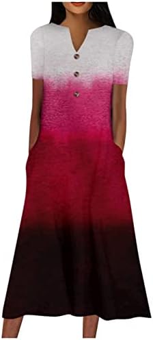 2023 כפתור נשים שמלת שמלת שיפוע שמלת רטרו שמלת צווארון V שמלות שרוול קצר שמלות מזדמן פרחוני עם כיסים