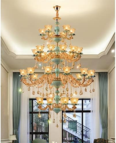 Czdyuf נברשת גדולה בסגנון אירופאי מנורה סלון מנורה קרמיקה בסגנון צרפתי וילה בת שלוש קומות קומה קומה