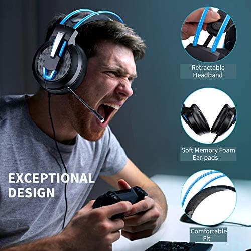 אוזניות משחקי Zentouch, אוזניות סטריאו עם ביטול רעש ומיקרופון, מעל אוזניות אוזניים למחשב נייד PS4 PC