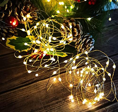 אורות מיתר סולאריים של יירונפה, 66ft 200 אורות פיות של חוט נחושת LED לחג המולד, חדר שינה, גינה, מסיבה, חיצוניות