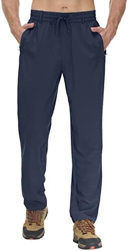 מכנסי טרנינג לטיולי טרנינג עם כיסים עם כיסים מהיר יבש קל משקל קל משקל אלסטי על מכנסי רצועת המותניים