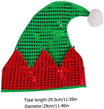 1 מחשב סנטה כובע ירוק סנטה כובע סרוג הרגיש סנטה כובע צילום כובעי שאינו ארוג בד אדום מהבהב