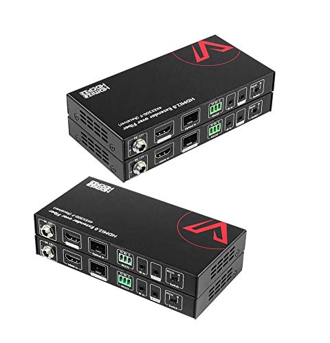 AV Access HDMI מאריך על סיבים אופטיים, HDMI 2.0 4K60Hz YUV4: 4: 4 18GBPS מעל כבל סיבים אופטי עד 1000ft, HDCP2.2,
