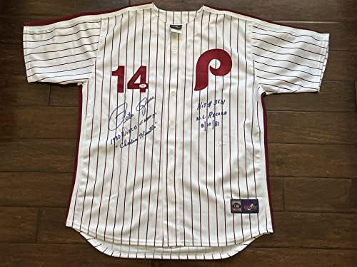 פיט רוז חתום על חתימה פילדלפיה פיליז ג'רזי ג'רזי דנאי - גופיות MLB עם חתימה