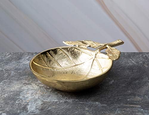 קערה קלאסית מגע קלאסי עגול זהב עם עיצוב עלים ועל ורידים