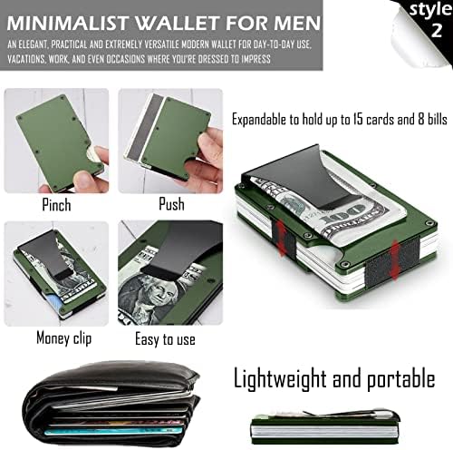 אני-ספר 2 מארז ארנק מינימליסטי לגברים, מחזיק כרטיסי אשראי חסימת טק, 1 מארז ארנק צץ לגברים ו-1