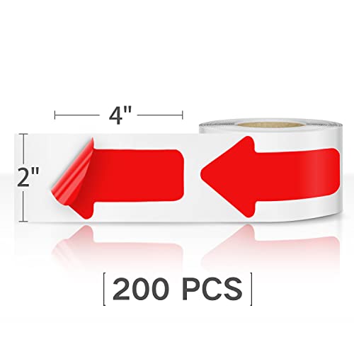 קלטת שלט רצפת חץ 2 × 4 מדבקת סימון רצפת חץ 200 PCS קלטת מדבקות חץ אדומה