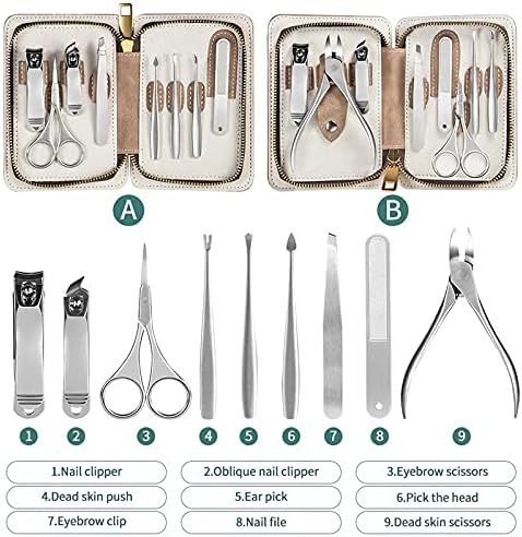 מניקור סט פדיקור סטי גוזז ציפורניים נירוסטה נייל קאטר כלים נייל מספריים קובץ גבות ועפעף גוזם קיט