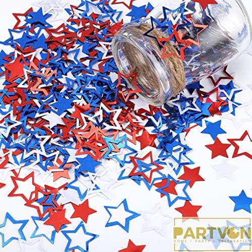 אדום לבן כחול נצנץ כוכבים שולחן קונפטי עבור 4 יולי מסיבת קישוטי עצמאות לאומי יום אמריקאי נושא יום