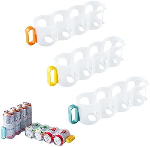 3 חבילה סודה יכול ארגונית נייד עם ידית, מקרר יכול מתקן סודה אחסון תיבת משקאות מחזיק, שקוף פלסטיק