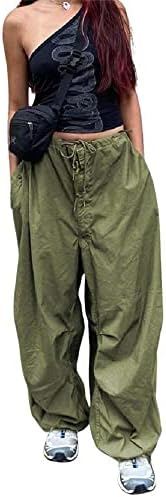 מכנסי מצנח NHCDFA לנשים, מכנסי מטען נשים בשקי, y2k מותניים נמוכים רגל רחבה מכנסיים רגועים
