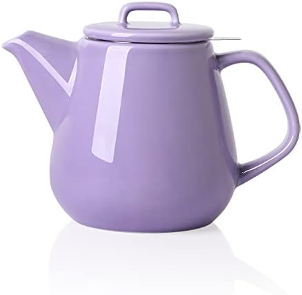 קומקום קרמיקה של Sweejar, סיר תה גדול עם חומר נירוסטה, 40 אונקיה, פורח ועלים רופפים לחובב תה, מתנה,