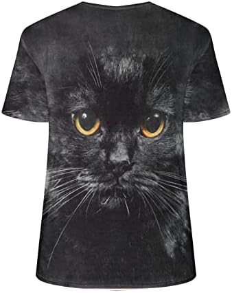 נשים טרנדי חולצה חמוד 3 ד חתלתולים הדפסת חולצות צווארון עגול קצר שרוול טי חולצות 2023 קיץ מקרית חולצות