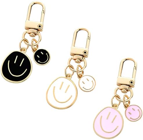 חוסבי 3 יחידות חיוך ביטוי מחזיקי מפתחות לנשים תיק קסמי מפתח שרשרות רכב מפתח תליון עבור ארנק תיק תיק קישוט