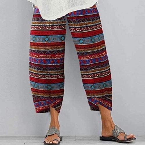 קיץ מזדמן כותנה פשתן מכנסיים לנשים בבאגי רחב רגל מכנסיים גבוהה מותן חוף מכנסיים עם כיסים נוח מכנסיים