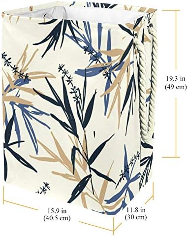 מברשת כחול ובז ' במבוק עלים פרח מזרחי סגנון 300 ד אוקספורד עמיד למים בגדי סל גדול כביסה סל עבור שמיכות