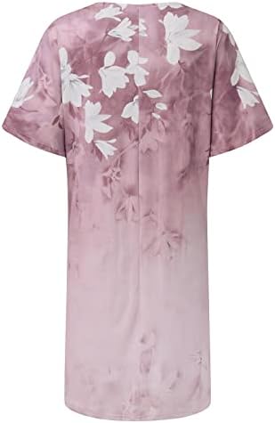 שמלות קיץ של פרגירן לנשים 2022 צוואר מזדמן V עם כיס שרוול קצר בתוספת שמלת מקסי שמלת פרחים הדפס פרחוני שמלת