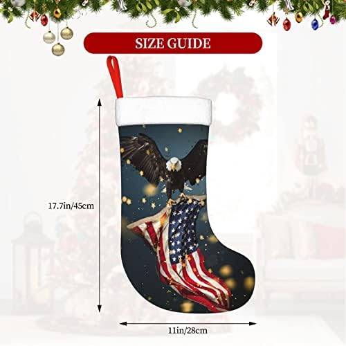 QG ZZX דגל אמריקאי עם נשר פטריוטי גרבי חג המולד גרבי חג המולד אח תליה גרב 18 אינץ 'קישוט חג
