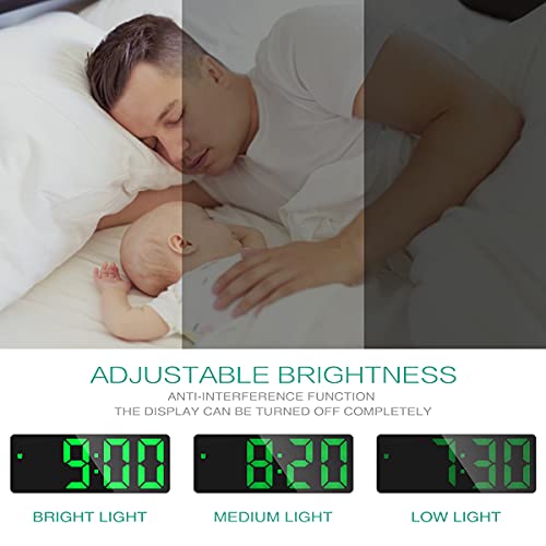 שעון מעורר דיגיטלי של JXTZ, שעוני מעורר ליד המיטה עם תצוגת טמפרטורת LED גדולה, שעון ליד המיטה