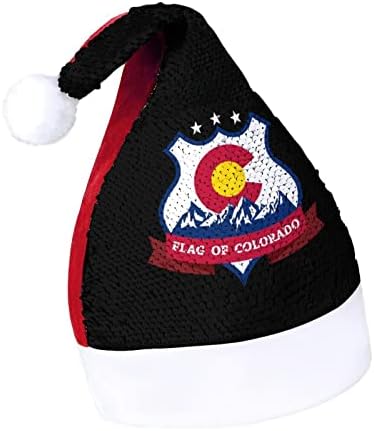 דגל של קולורדו מצחיק חג המולד כובע נצנצים סנטה קלאוס כובעי גברים נשים חג המולד מסיבת חג קישוטים