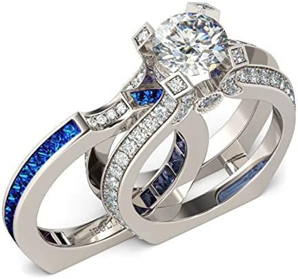 ג ' וליה יהלומי חתונה טבעת סט לנשים: סטרלינג כסף להחלפה הילה כלה סט אירוסין יום נישואים הבטחת טבעת האהבה תכשיטי