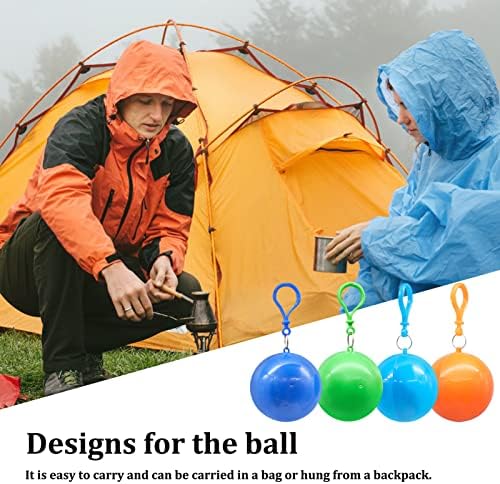 Bllremipsur 4 חבילה כדור גשם נייד כדור, מעילי גשם חירום חד פעמי לילדים, פונצ'ו גשם אטום למים לנסיעות,