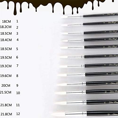 SDGH 12 יחידות צבע מברשת גודל שונה מחזיק עט שחור ניילון לבן שמן שמן מברשות ארט רישום אקרילי בצבע מים