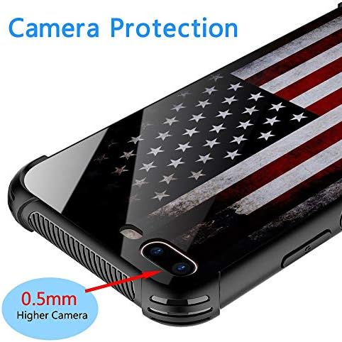 iPhone SE 2022/SE 2020 מארז, זכוכית אורגנית אייפון 8 מארז לגברים בנים, דגל ישן מגניב אייפון