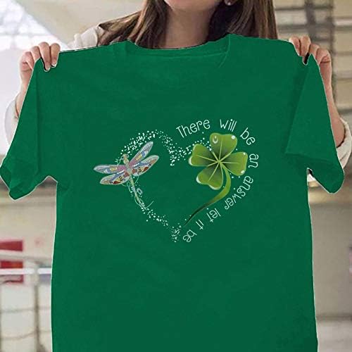 חולצת טריקו של יום פטריק סנט פטריק שפירית חמודה תלתן עם ארבעה עלים חולצה מודפסת צמרות שרוול קצר