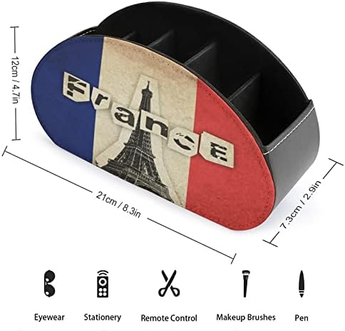 דגל צרפת עם מגדל אייפל מחזיק בשלט רחוק/קאדי/קופסה/מגש עם 5 תאים מארגן עור PU עם דפוס מודפס חמוד