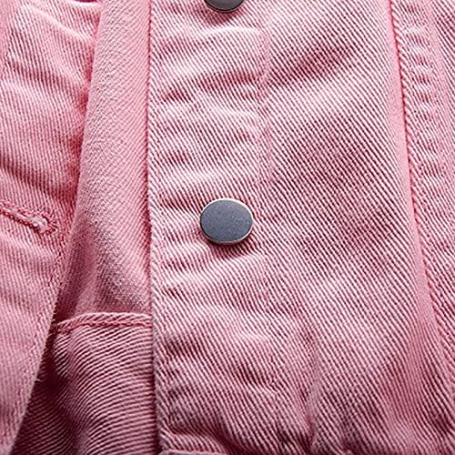 ז'קט ג'ין ג'ין קפיץ אופנה בצבע אחיד מעיל ג'ינס כפתור שרוול ארוך כפתור מטה דש פאנק ז'קט מפציץ בגדי לבוש חיצוניים