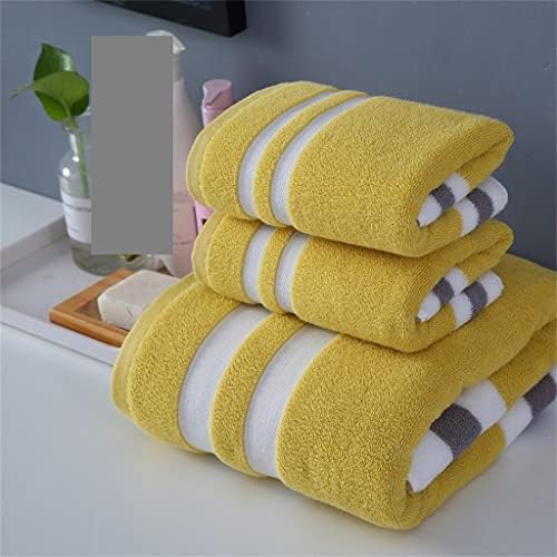 ZSEDP 3 יחידות מגבות סט פס אדום צהוב מגבת רחצה עבה מגבות מקלחת פנים מגבות מקלחת הביתה (צבע: D, גודל