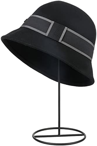 מעמד תצוגת כובע מתכת שחורה מודרנית של MyGift, מתלה כובע שולחן, מחזיק מתלה פאה, סט של 2
