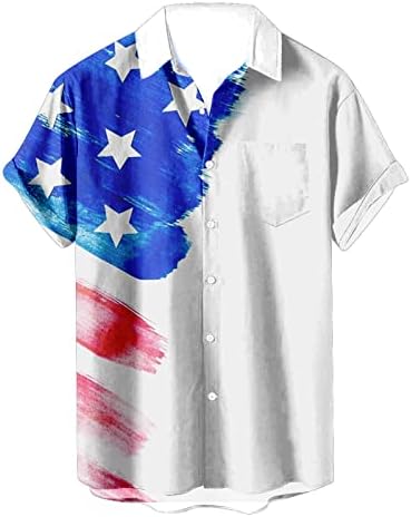 BMISEGM חולצות כושר קיץ גברים גברים דגל אמריקאי גברים חולצות פטריוטיות לגברים 4 של כפתור השרוול הקצר