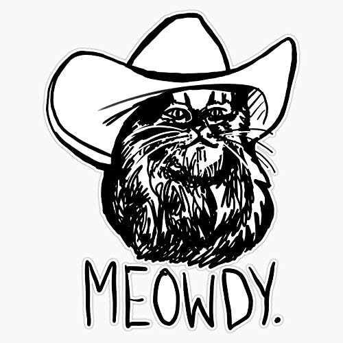 ליילנד מעצבת מדבקת מדבקה של Meowdy Texas Cat Meme מדבקת מדבקת ויניל מדורגת לחלונות, פגושים, מחשבים