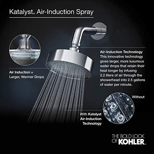 Kohler K-13688-2MB ראש מקלחת, פליז מודרני מוברש תוסס