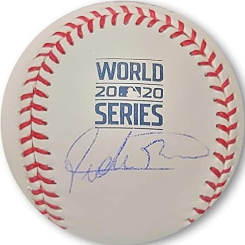פדרו באז חתום יד חתימה 2020 WS בייסבול דודג'רס דהה PSA AJ78960 - כדורי בייסבול עם חתימה