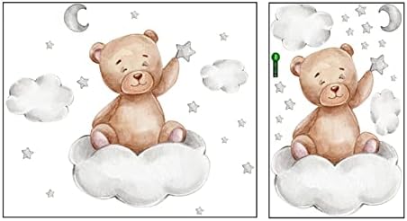 אסתוקו ירח דוב דוב כוכב מדבקות קיר מצוירות חדר שינה חדר ילדים רקע רקע מדבקות קישוט