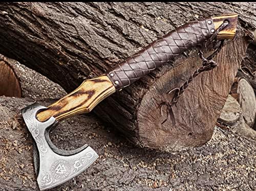 איימיס מותאם אישית בעבודת יד נירוסטה ויקינג גרזן מדהים-מוצק עץ ידית-עם נדן אמג ' 02